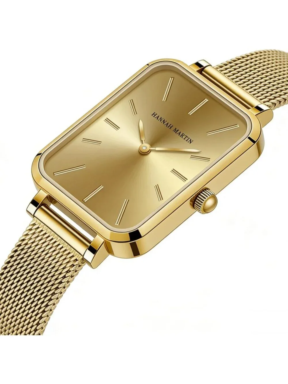 Women's All Gold Analog Quartz Stainless Steel Vintage Rectangular Luxury Watch